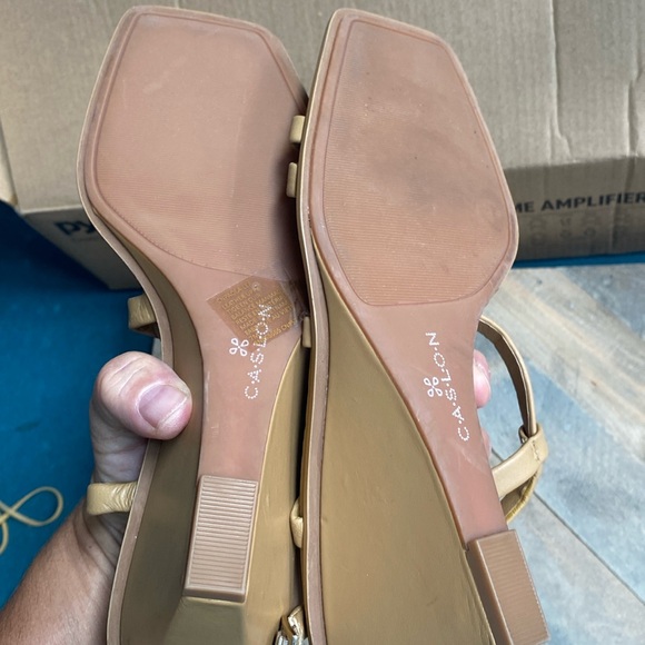 Caslon Nordstrom size 8 Paola tan ankle wrap leather strappy wedge sandals - Picture 4 of 4